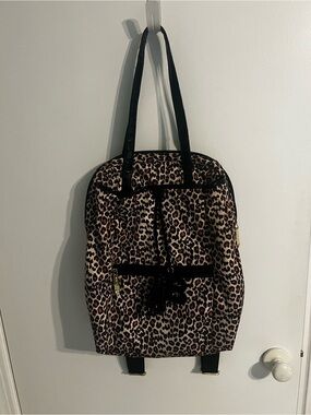 Betsey Johnson Leopard Print Backpack with Black Trim